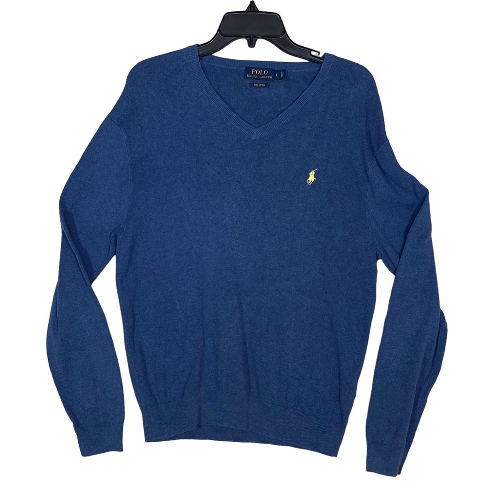 Polo Ralph Lauren Men’s Sweater 100% Pima Cotton V-Neck Blue Size L